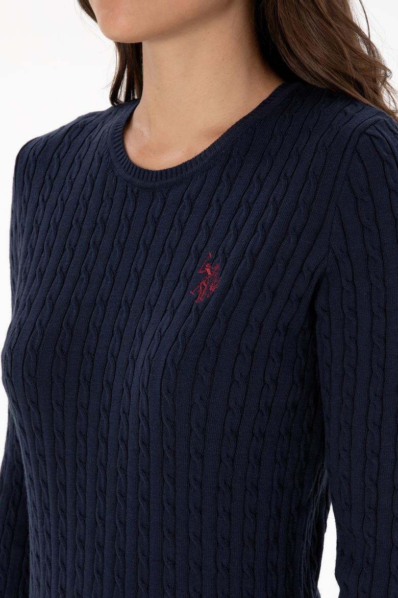 Kadın Lacivert Bisiklet Yaka Basic Kazak - 50313626007