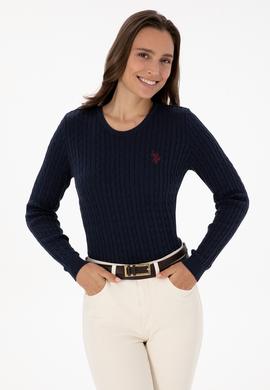 Kadın Lacivert Bisiklet Yaka Basic Kazak - 50313626007