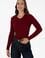 Kadın Bordo Bisiklet Yaka Basic Kazak