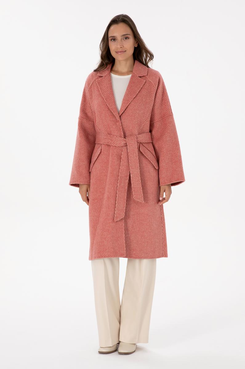 Kadın Gül Kurusu Kaşe Kaban