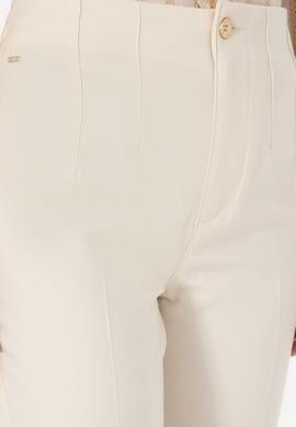 Kadın Beyaz Carrot High Waist Kanvas Pantolon - 50309266018