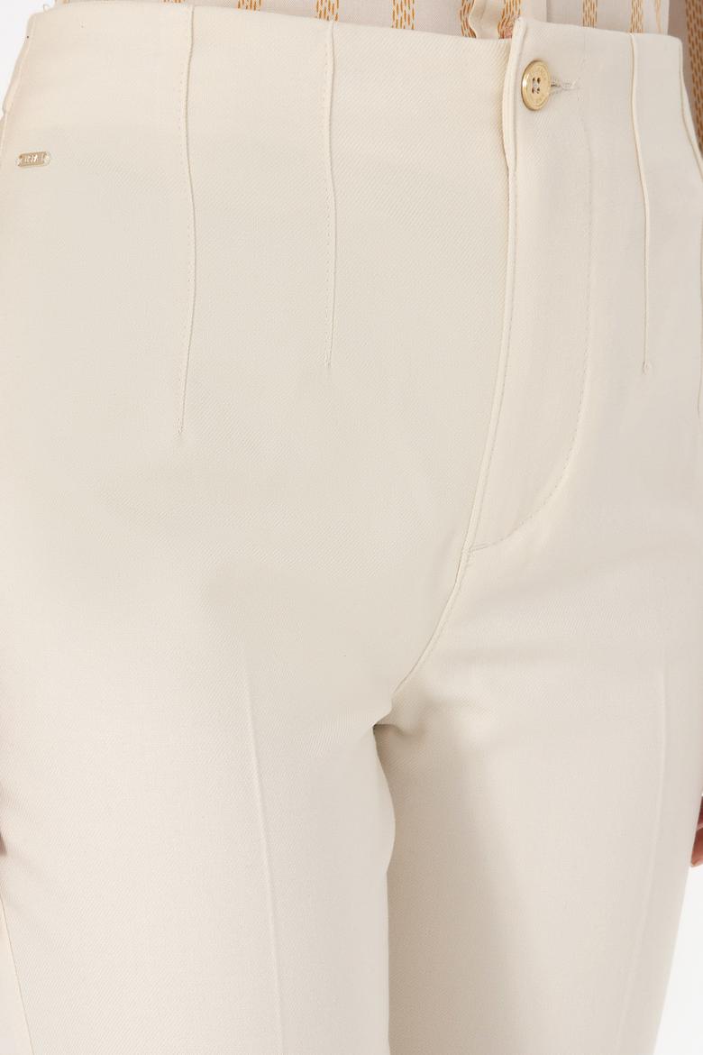 Kadın Beyaz Carrot High Waist Kanvas Pantolon - 50309266018