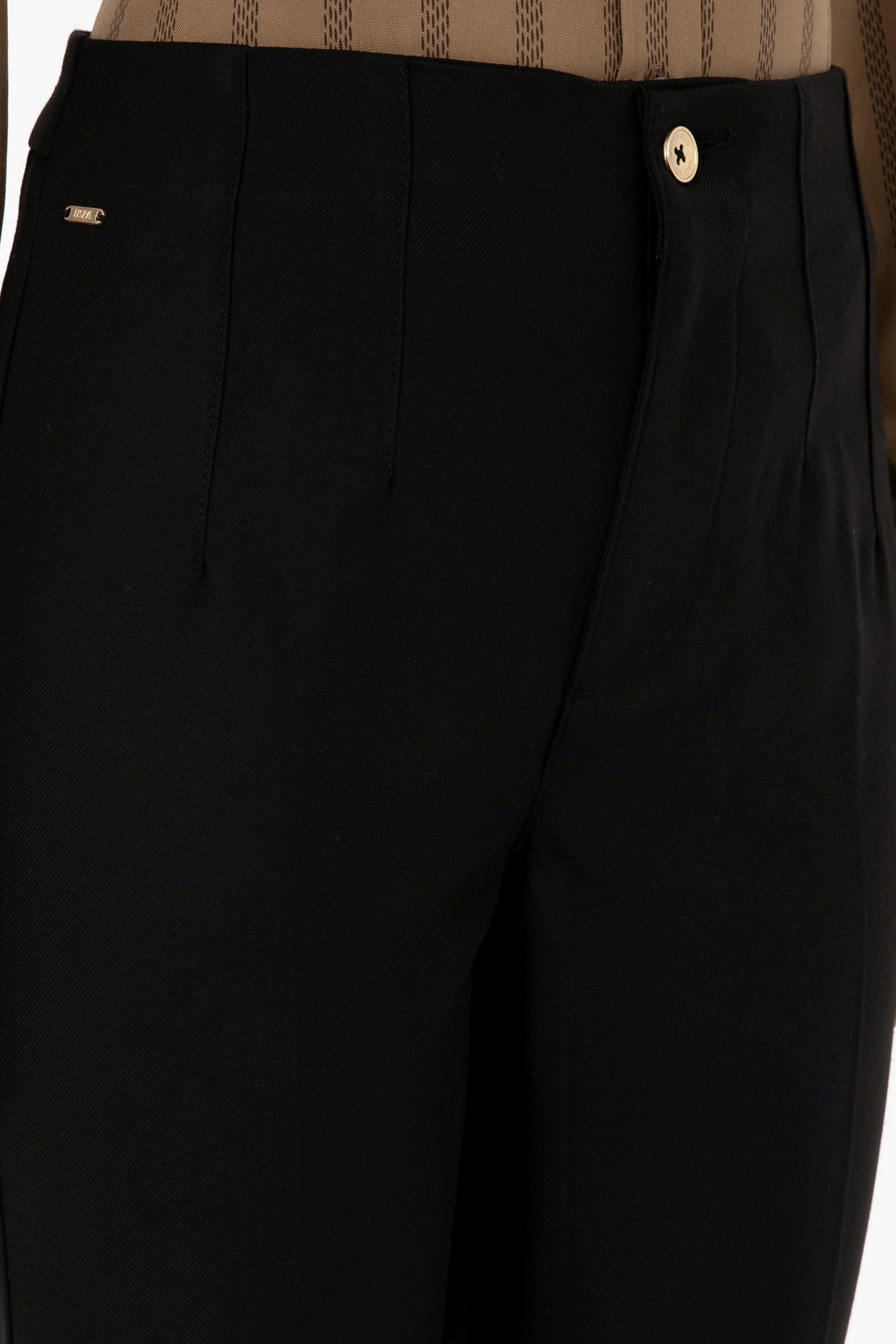 Kadın Siyah Carrot High Waist Fit Kanvas Pantolon - Image 5