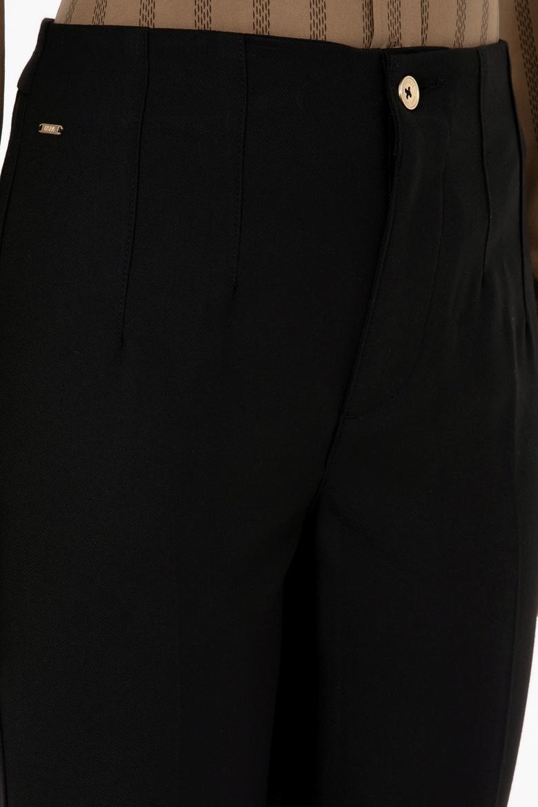 Kadın Siyah Carrot High Waist Fit Kanvas Pantolon - 50309266034