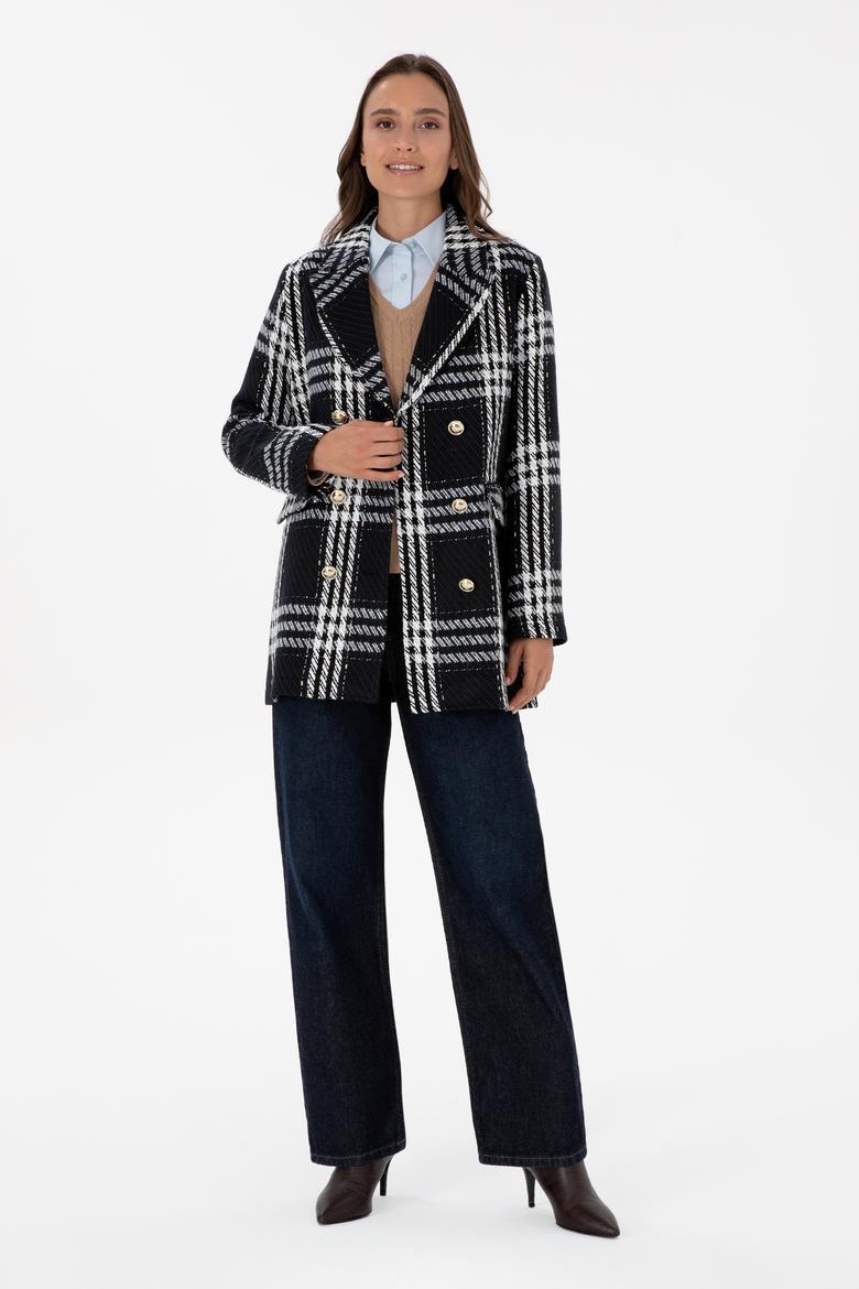 Kadın Lacivert Kaşe Kaban - 50309507006