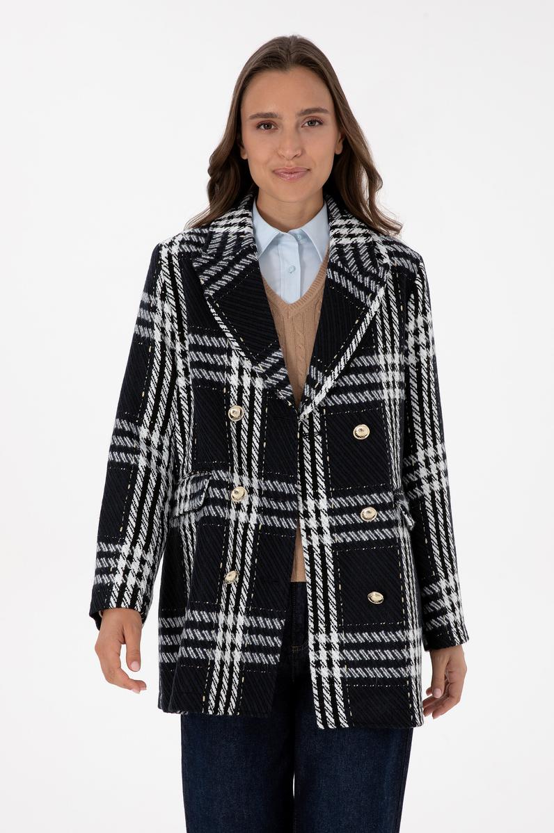 Kadın Lacivert Kaşe Kaban