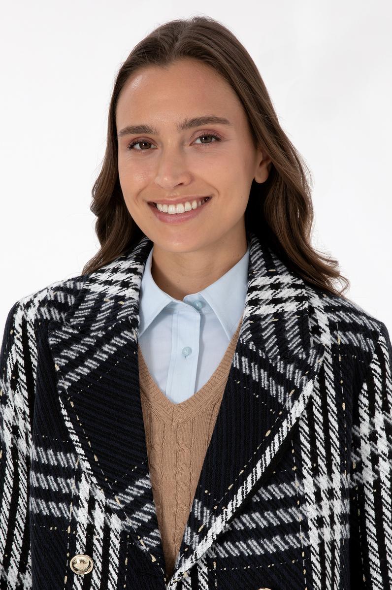 Kadın Lacivert Kaşe Kaban