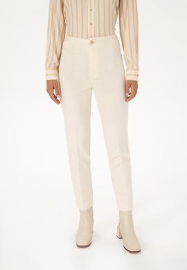 Kadın Beyaz Carrot High Waist Kanvas Pantolon - 50309266018