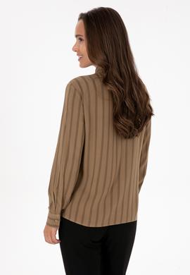 Kadın Haki Çizgili Uzun Kollu Gömlek - 50309036014