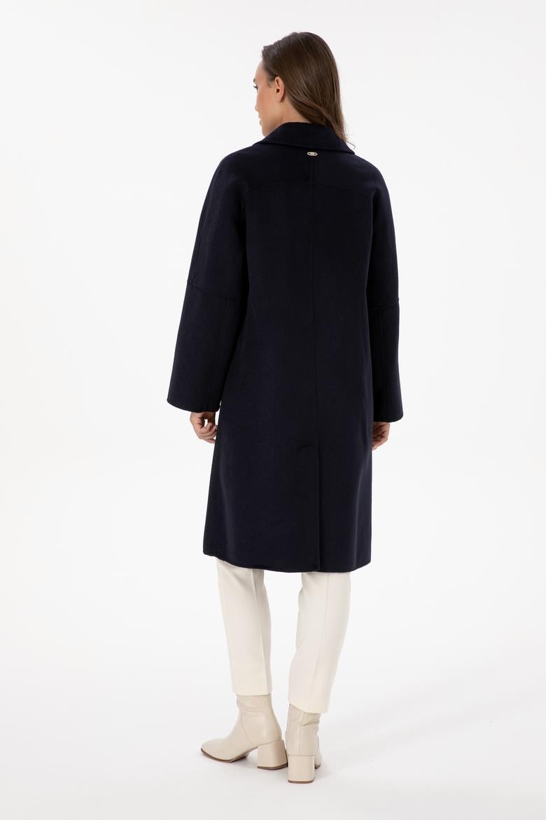 Kadın Lacivert Kaşe Kaban - 50308642077