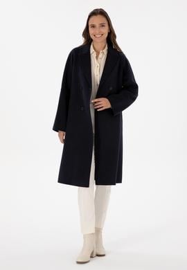 Kadın Lacivert Kaşe Kaban - 50308642077