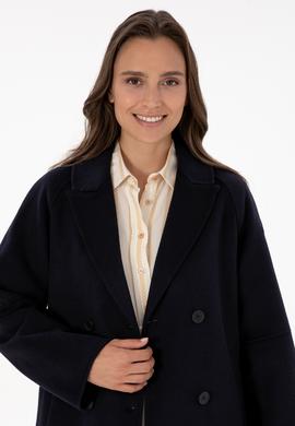 Kadın Lacivert Kaşe Kaban - 50308642077