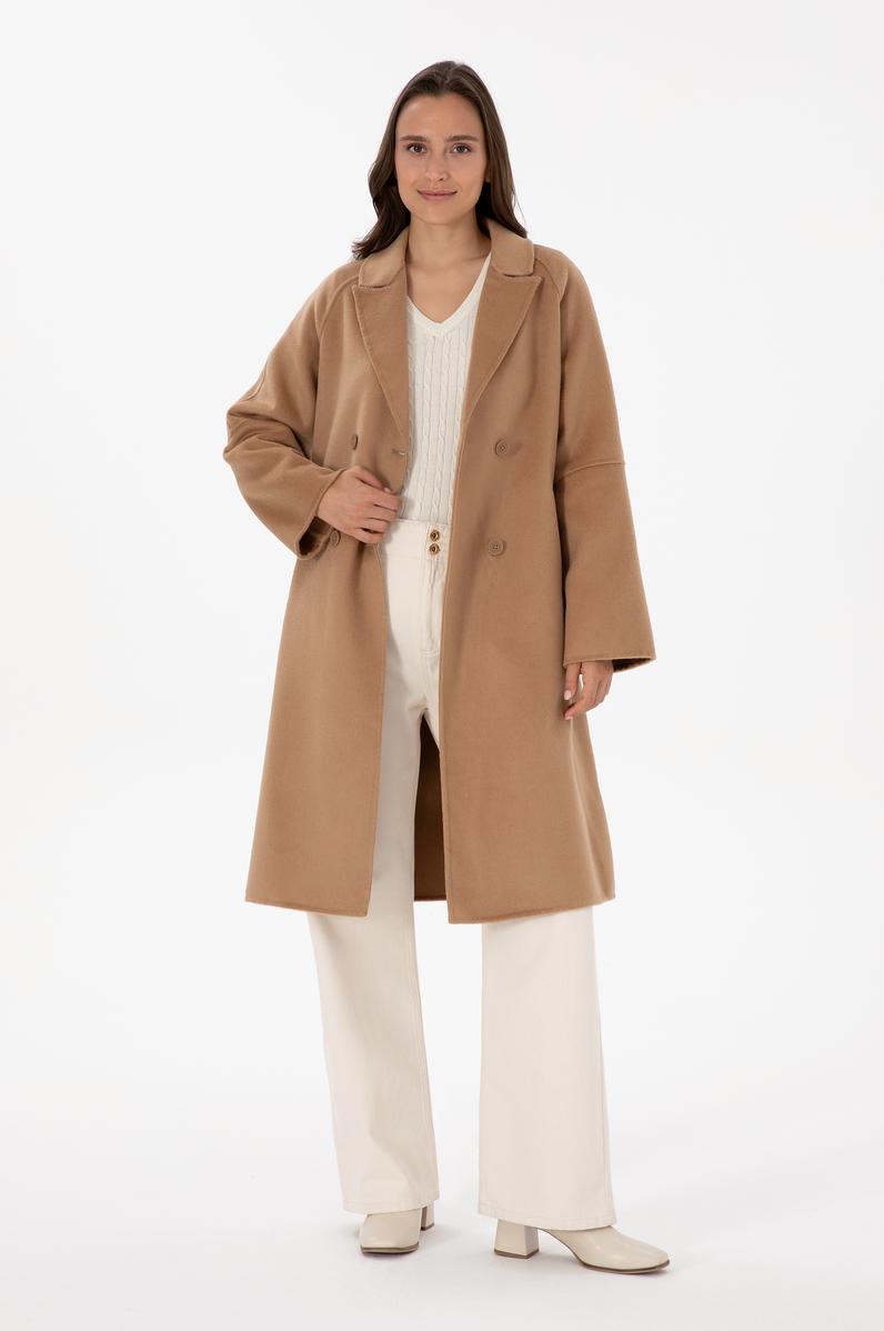 Kadın Camel Kaşe Kaban