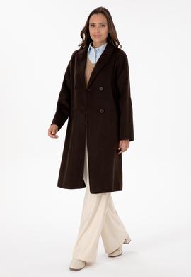 Kadın Koyu Kahverengi Kaşe Kaban - 50308642033