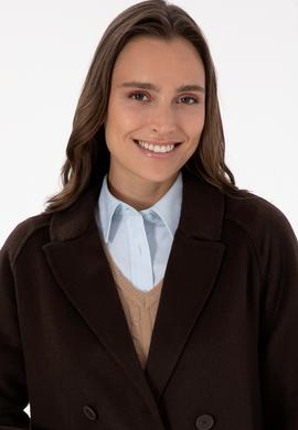 Kadın Koyu Kahverengi Kaşe Kaban - 50308642033