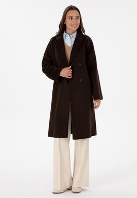 Kadın Koyu Kahverengi Kaşe Kaban - 50308642033