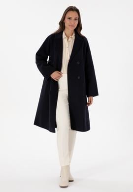 Kadın Lacivert Kaşe Kaban - 50308642077