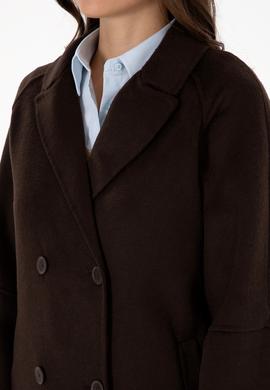 Kadın Koyu Kahverengi Kaşe Kaban - 50308642033