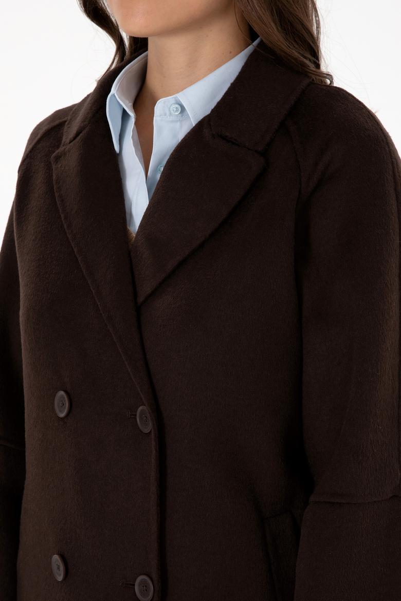 Kadın Koyu Kahverengi Kaşe Kaban - 50308642033