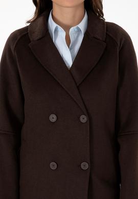 Kadın Koyu Kahverengi Kaşe Kaban - 50308642033