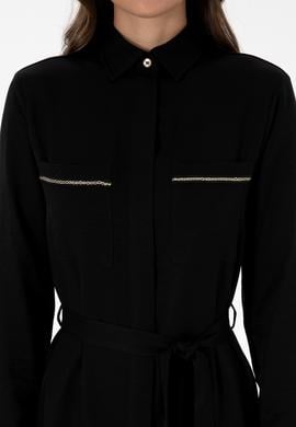 Kadın Siyah Dokuma Elbise - 50308568004