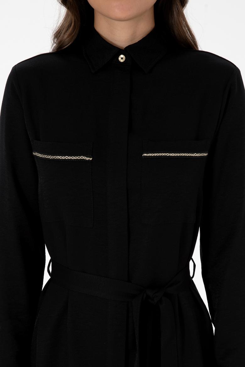 Kadın Siyah Dokuma Elbise - 50308568004