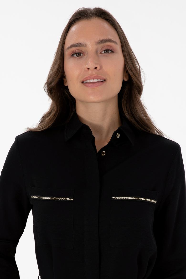 Kadın Siyah Dokuma Elbise - 50308568004