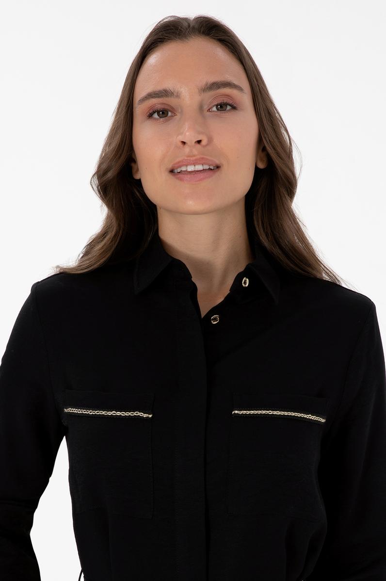 Kadın Siyah Dokuma Elbise