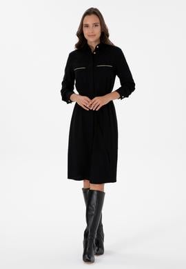 Kadın Siyah Dokuma Elbise - 50308568004