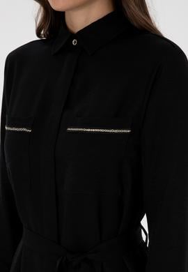 Kadın Siyah Dokuma Elbise - 50308568004