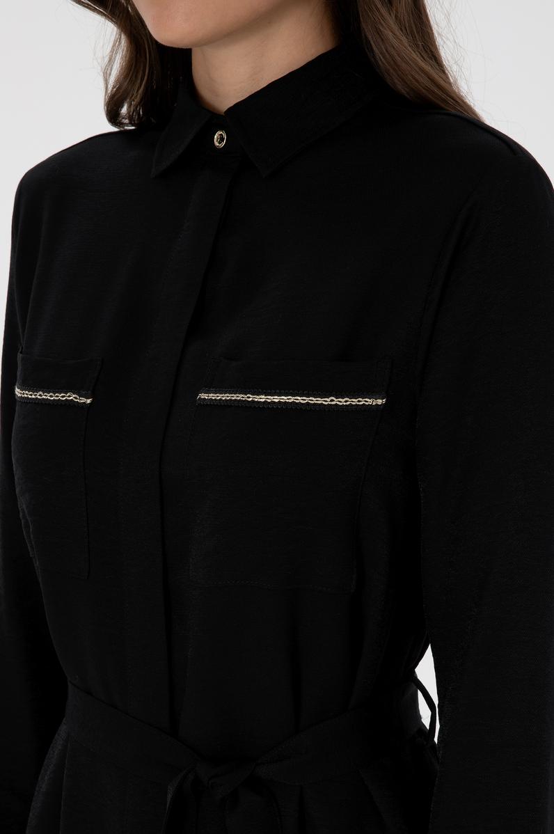 Kadın Siyah Dokuma Elbise