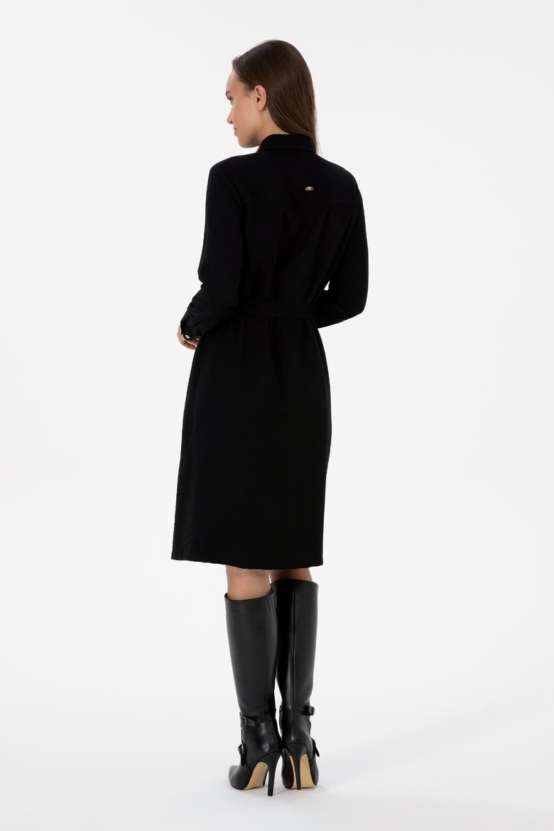 Kadın Siyah Dokuma Elbise - 50308568004