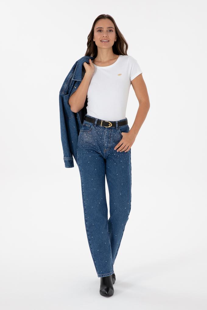 Kadın Mavi Straight Fit Jean Pantolon