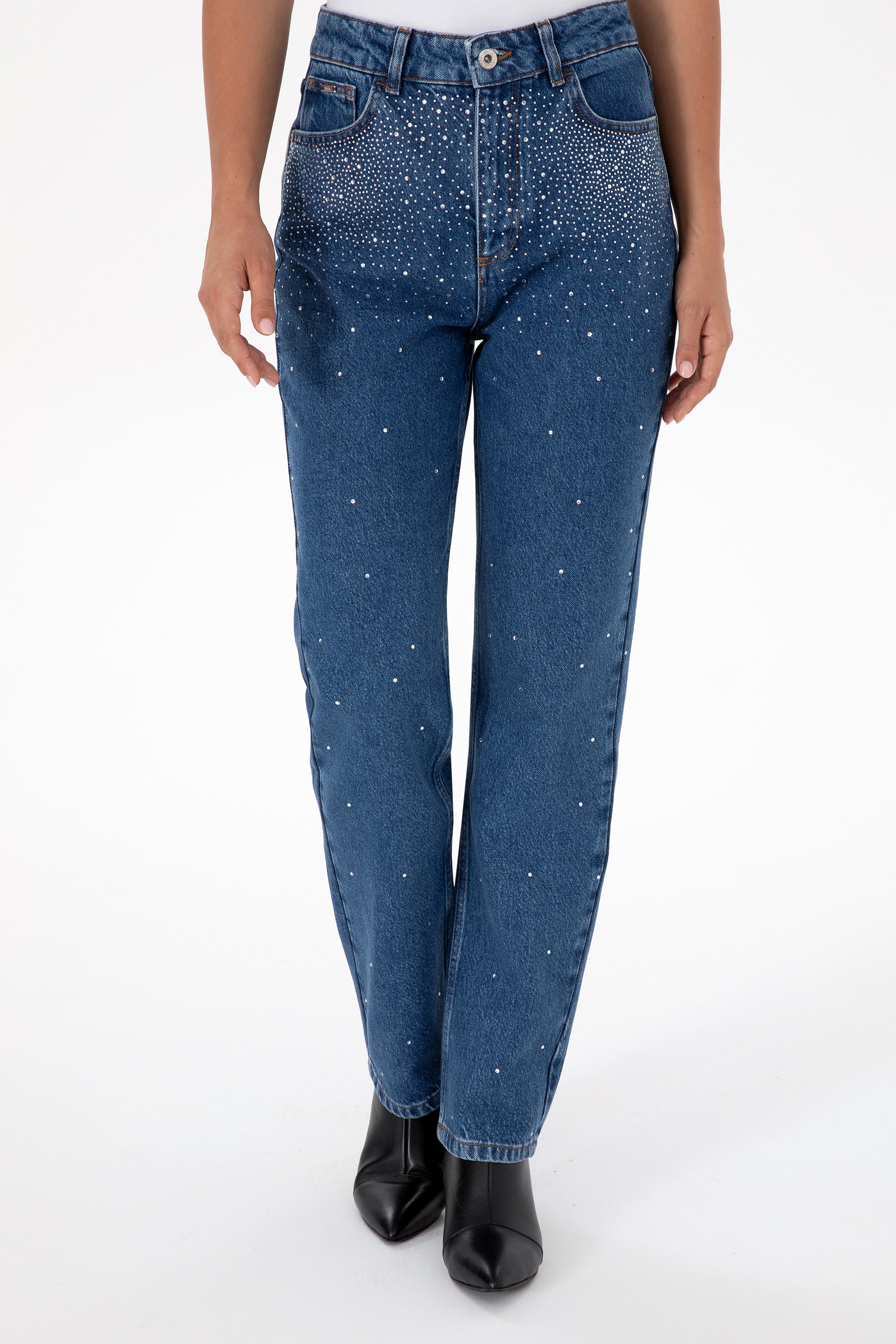 Kadın Mavi Straight Fit Jean Pantolon - Image 2