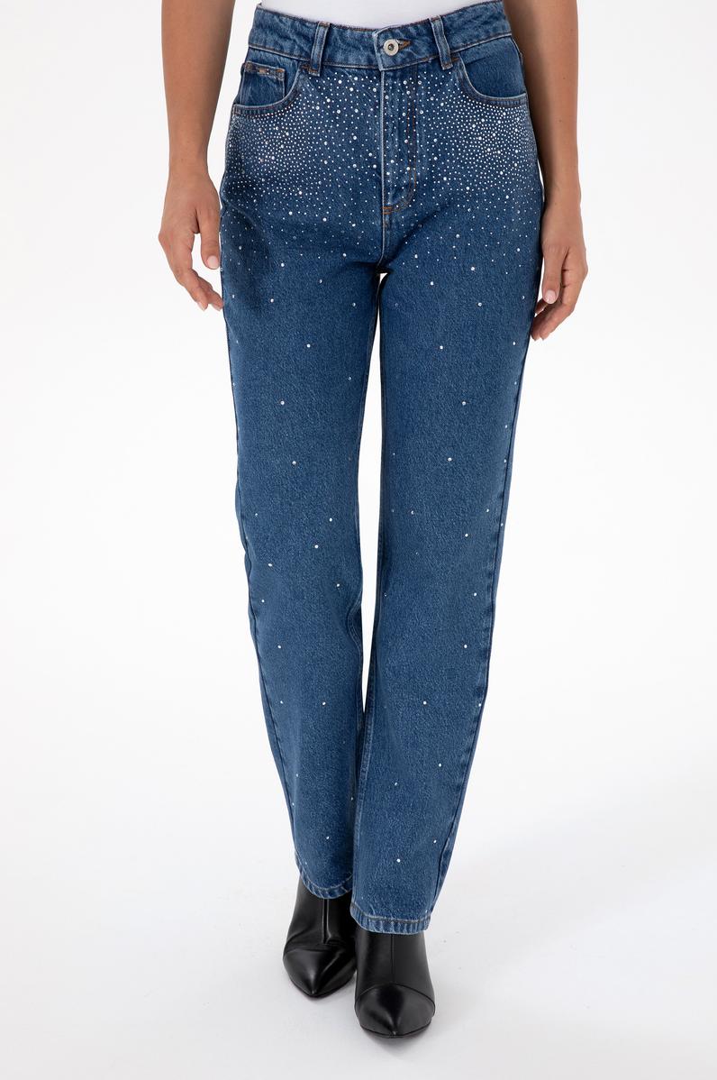 Kadın Mavi Straight Fit Jean Pantolon