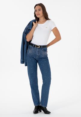 Kadın Mavi Straight Fit Jean Pantolon - 50312351010