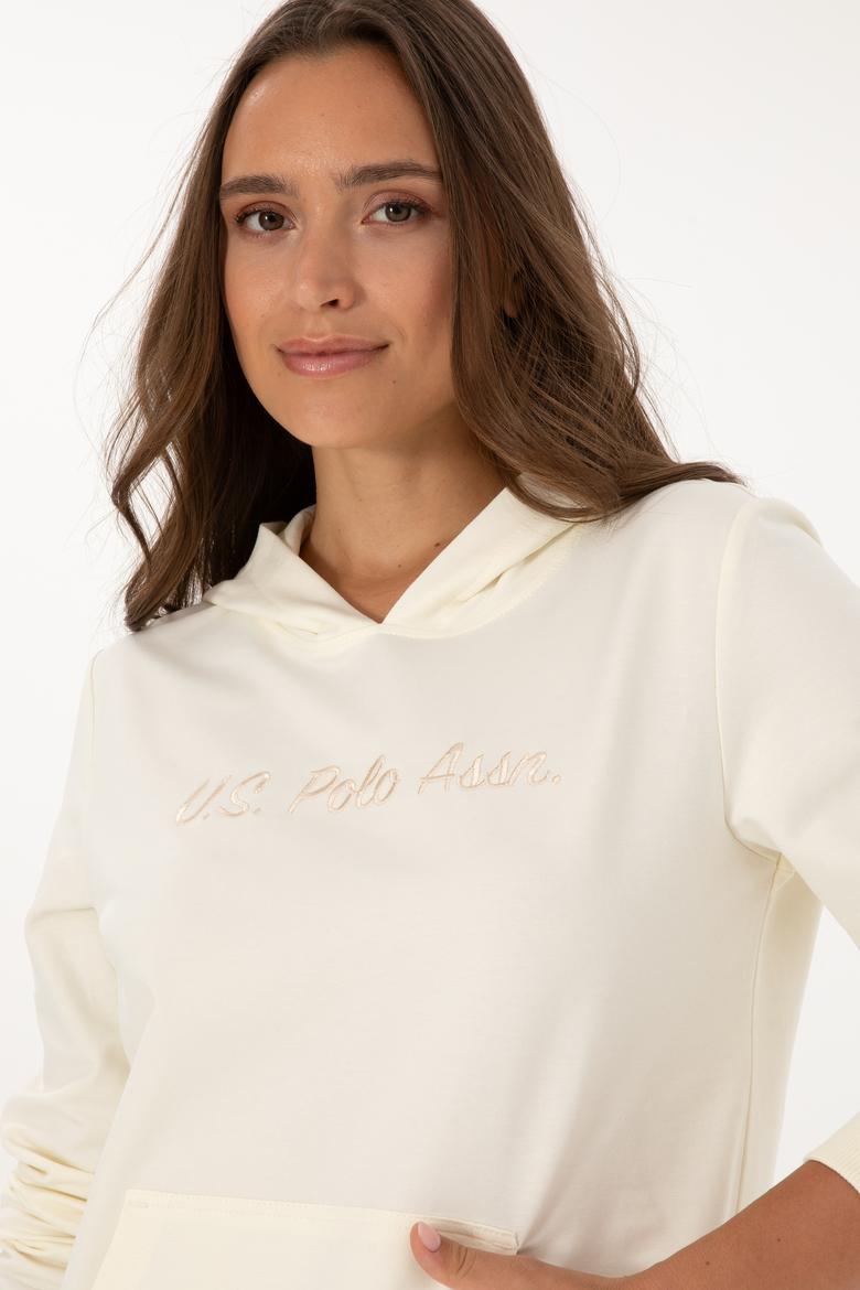 Kadın Krem Kapüşonlu Sweatshırt - 50313559011