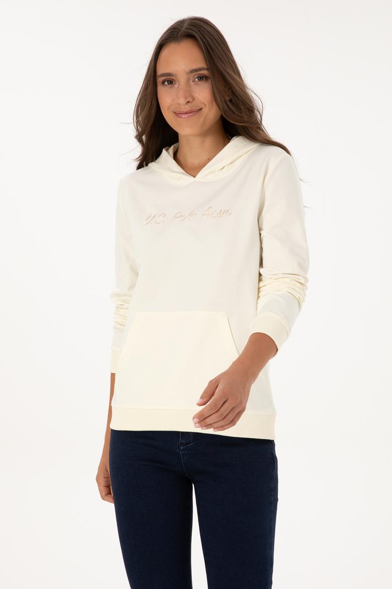 Kadın Krem Kapüşonlu Sweatshırt - 50313559011