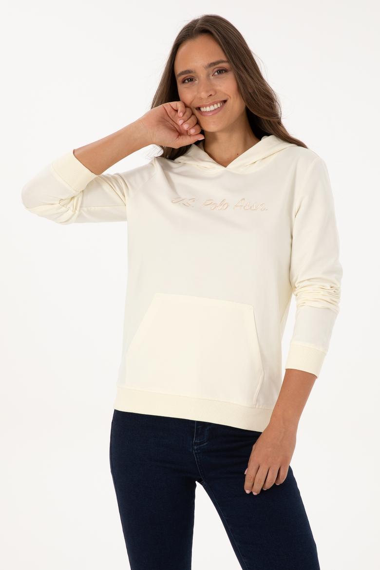Kadın Krem Kapüşonlu Sweatshırt