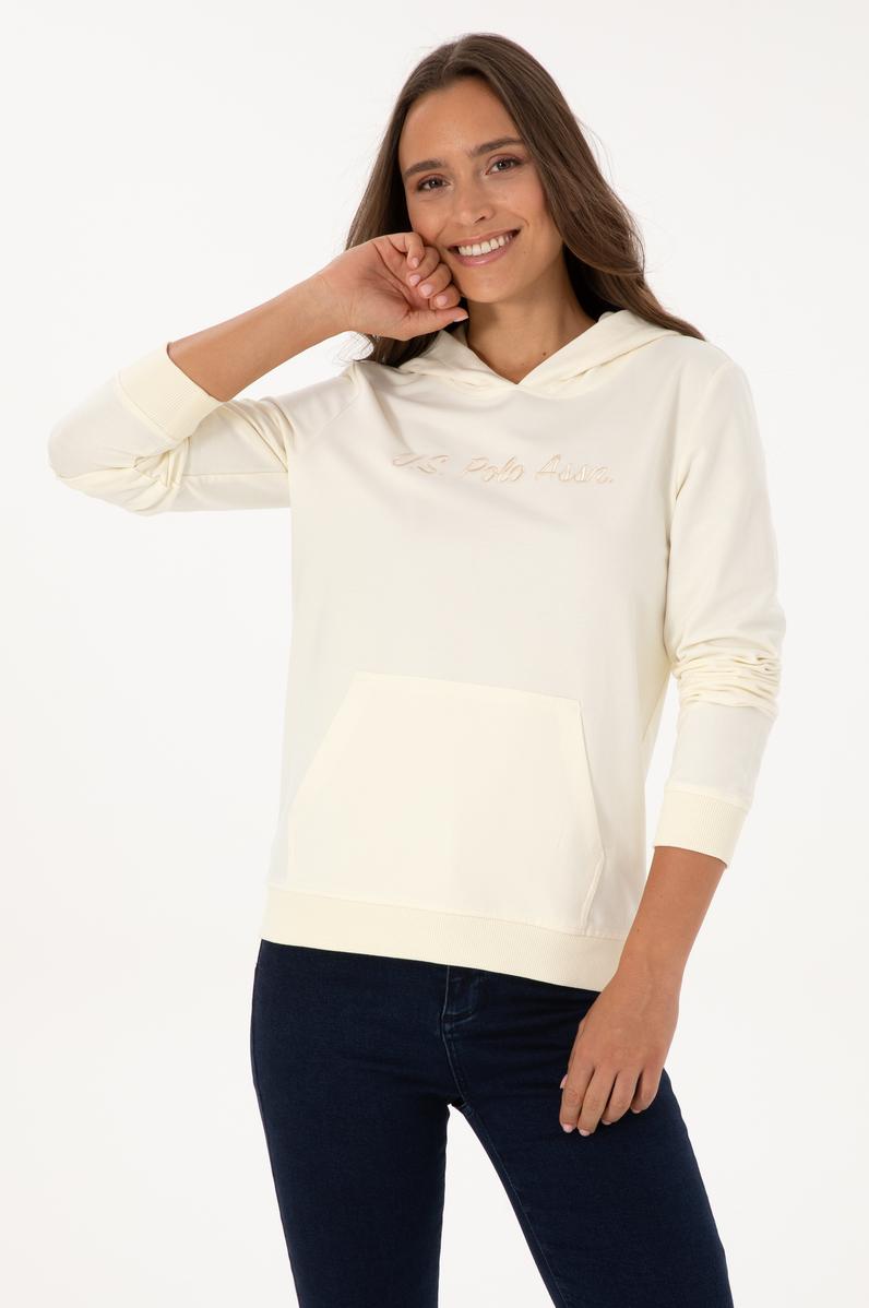 Kadın Krem Kapüşonlu Sweatshırt