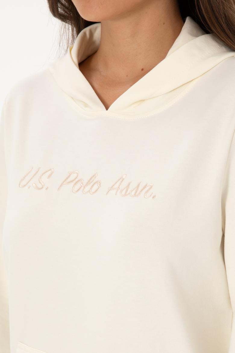 Kadın Krem Kapüşonlu Sweatshırt - 50313559011