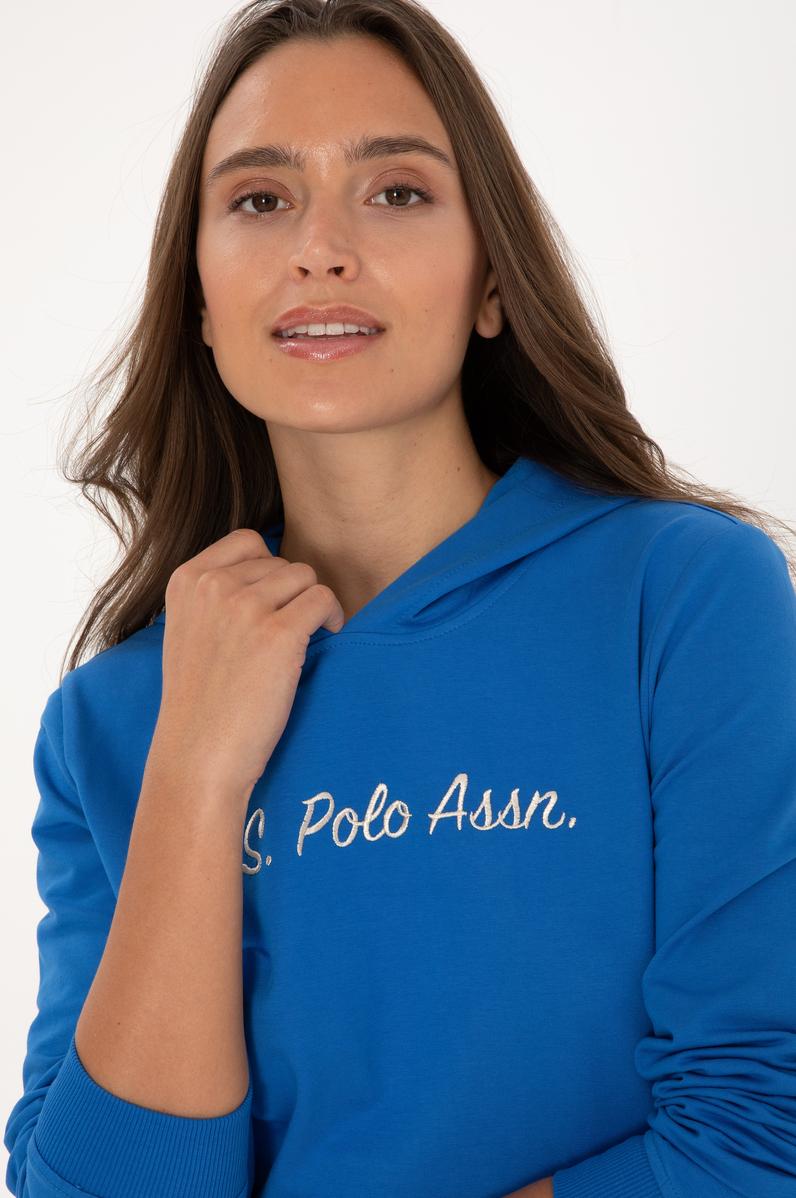 Kadın Koyu Mavi Kapüşonlu Sweatshırt