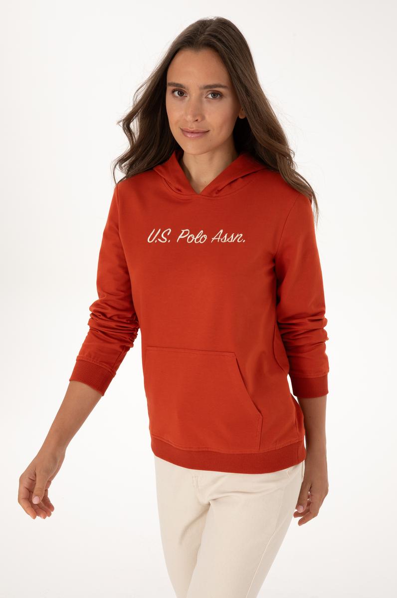 Kadın Kiremit Kapüşonlu Sweatshırt