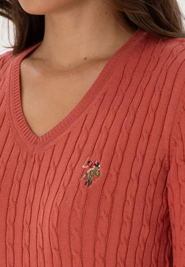 Kadın Gül Kurusu V Yaka Basic Kazak - 50307700094