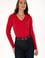 Kadın Kırmızı V Yaka Basic Kazak