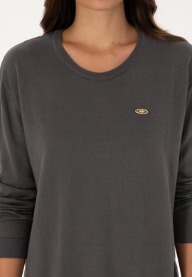 Kadın Gri Bisiklet Yaka Basic Kazak - 50307735036