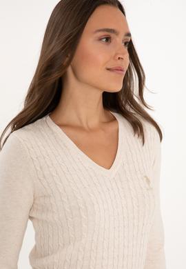 Kadın Krem Melanj Basic Kazak - 50307710032