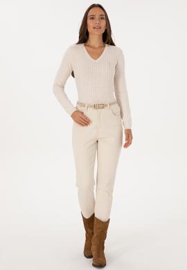 Kadın Krem Melanj Basic Kazak - 50307710032