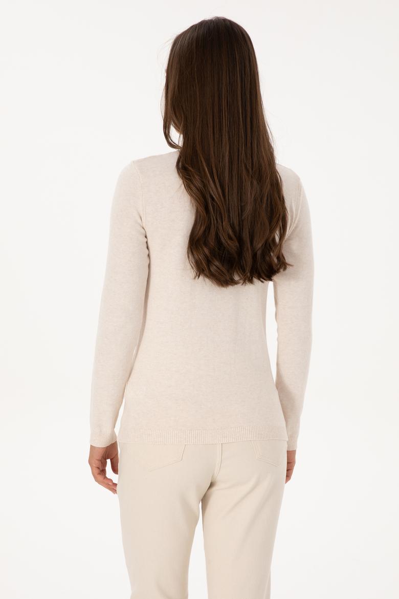 Kadın Krem Melanj Basic Kazak - 50307710032