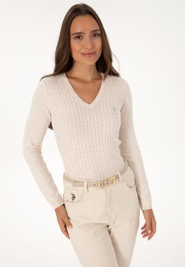 Kadın Krem Melanj Basic Kazak - 50307710032